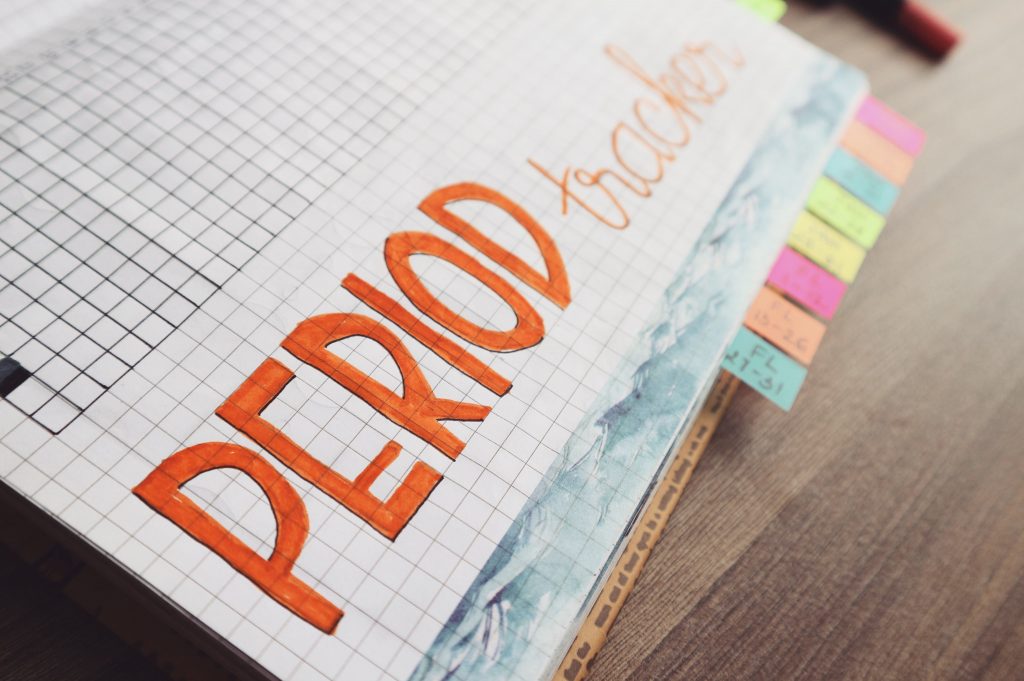 Period tracker showing symptom tracking